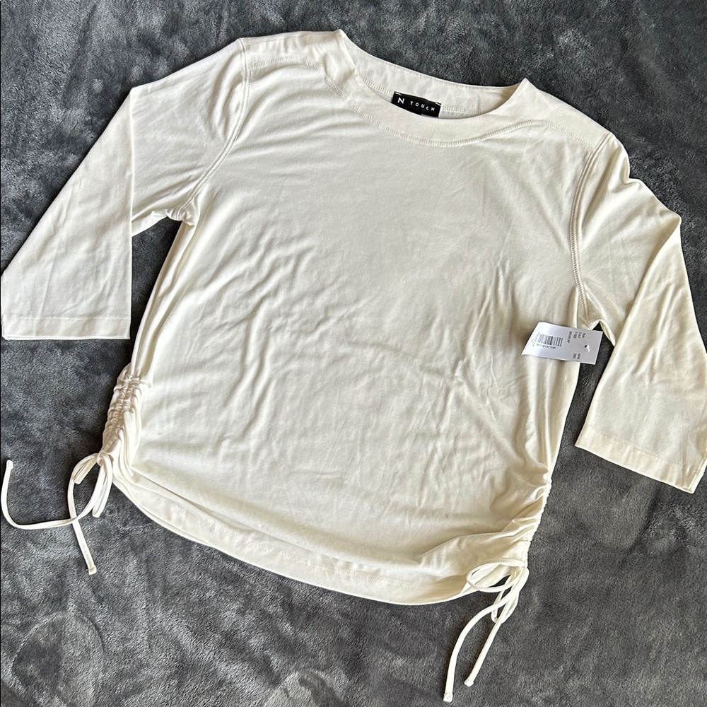 Chic Ivory 3/4 Sleeve Top with Side Ties